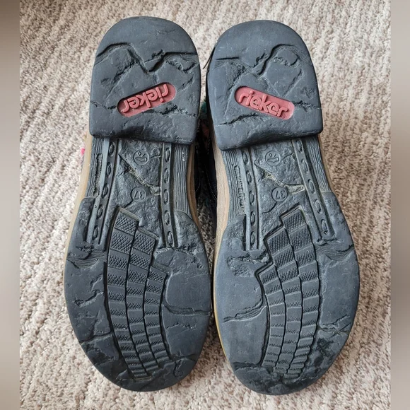 RIEKER FELICITAS MID BOOTS BOHO KNIT CUFF ZIPPER LINED NAVY EU 37 6 6.5 - Picture 11 of 15